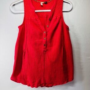 Anthropologie‎ Vibrant Red Button-Front Tank Top